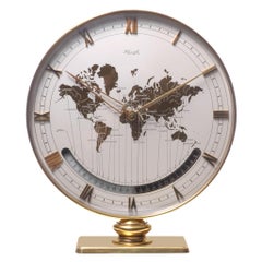 Kienzle Horloge à fuseau horaire mondial en laiton et verre:: moderne du milieu du siècle dernier