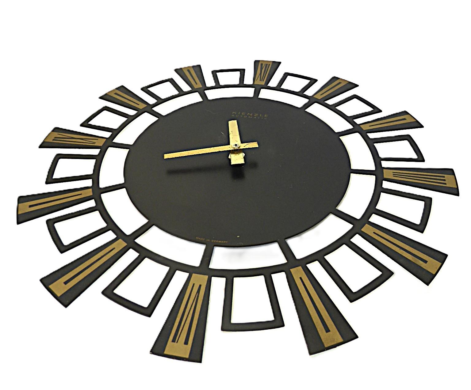 Kienzle Mid Century Space Age Modern Metal Battery Wall Clock Germany 1960s For Sale 7