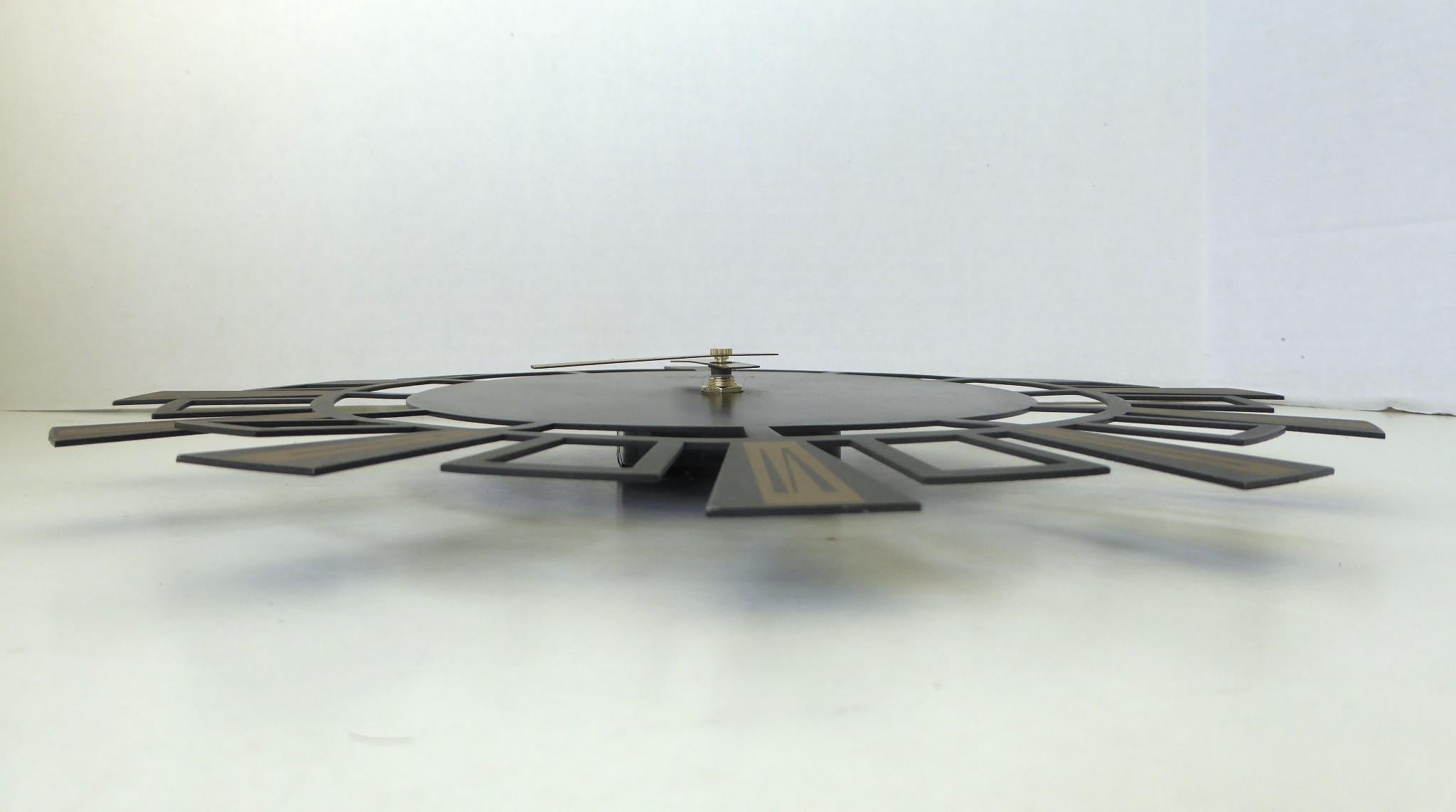 Mid-Century Modern Kienzle Mid Century Space Age Modern Metal Battery Wall Clock Germany 1960s For Sale