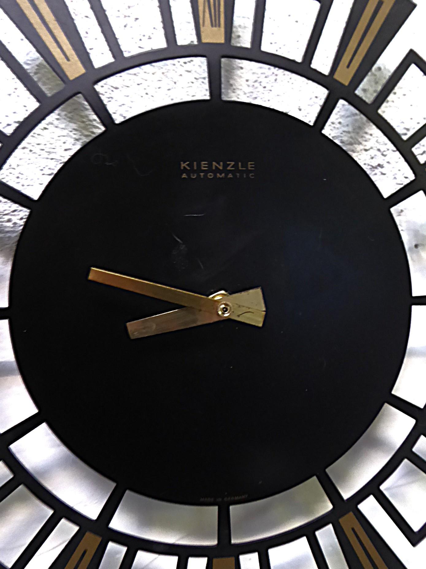 Mid-20th Century Kienzle Mid Century Space Age Modern Metal Battery Wall Clock Germany 1960s For Sale