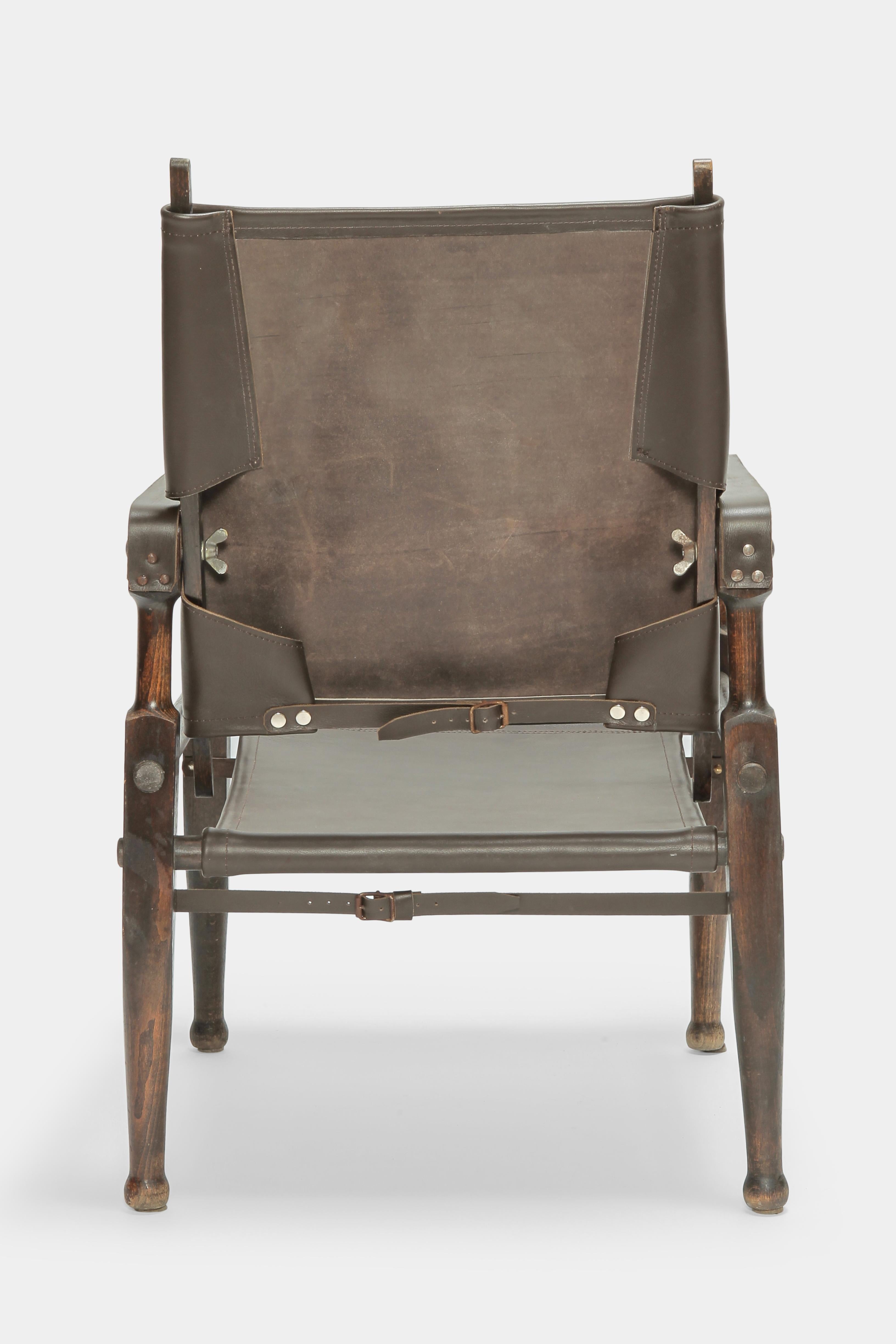 Kienzle Safari Chair by Wohnbedarf 1950s with New Leather In Good Condition For Sale In Basel, CH