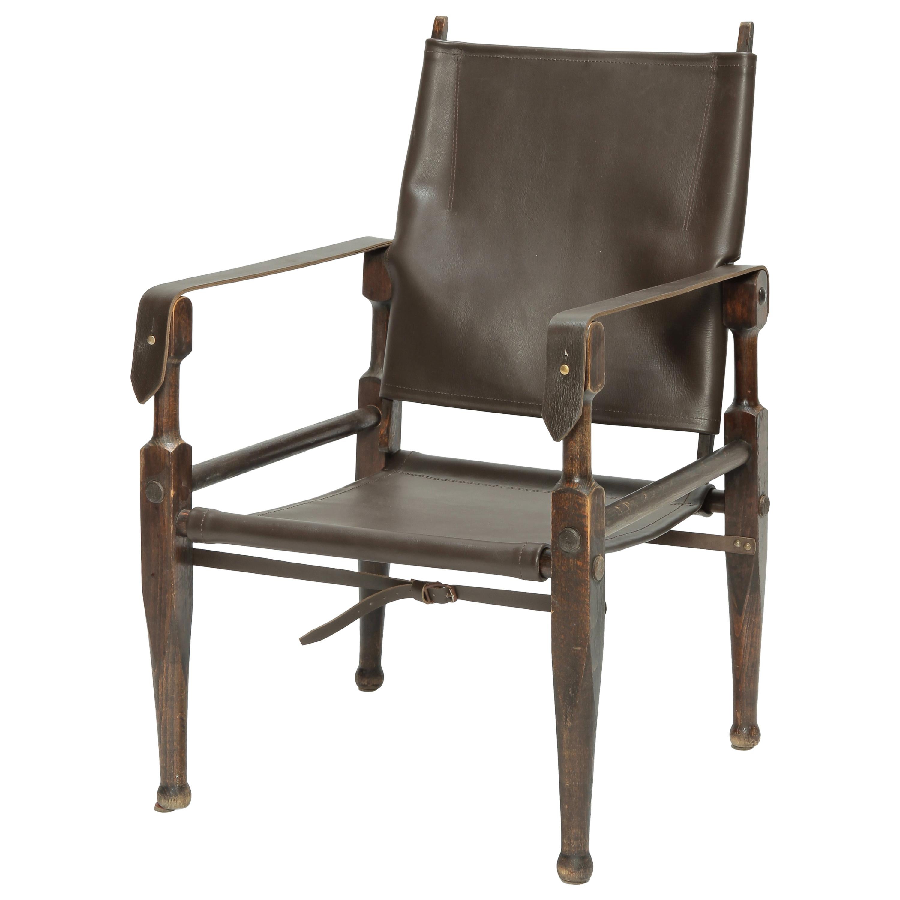 Kienzle Safari Chair by Wohnbedarf 1950s with New Leather For Sale