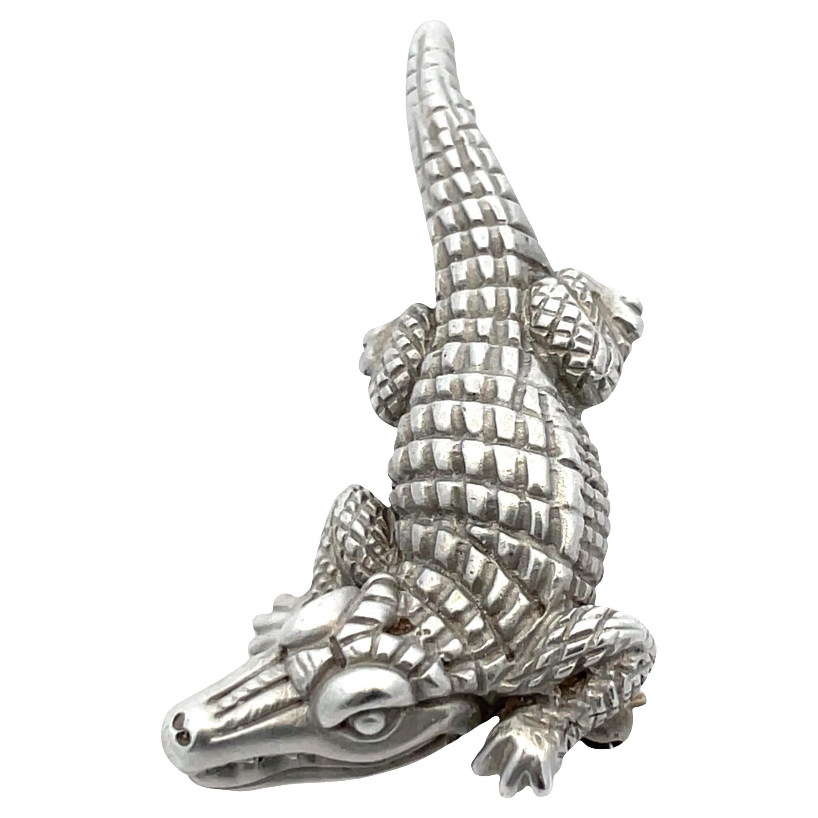 Kieselstein Épingle en crocodile en or blanc 18 carats