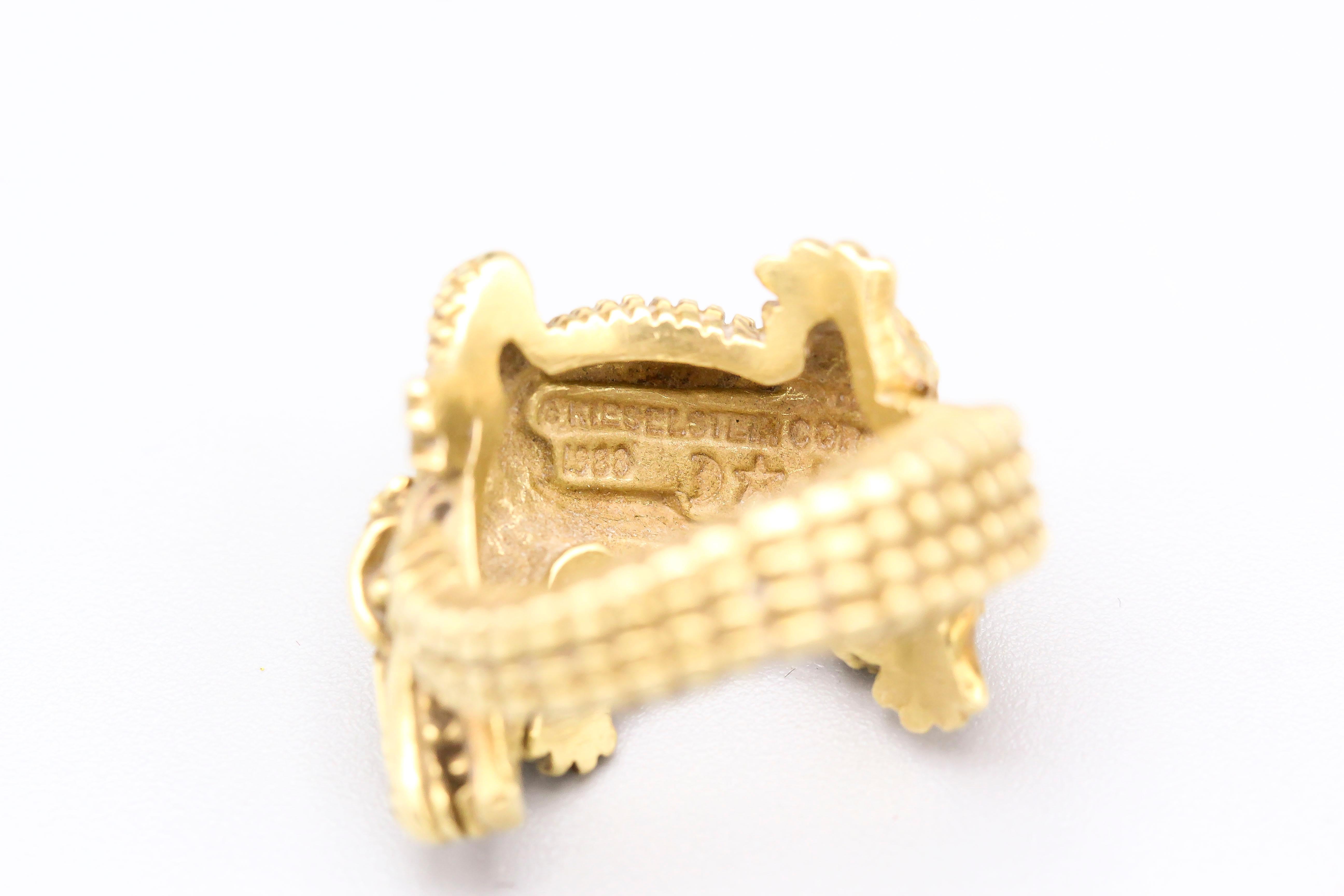 Women's or Men's Kieselstein-Cord 18 Karat Gold Alligator Ring For Sale
