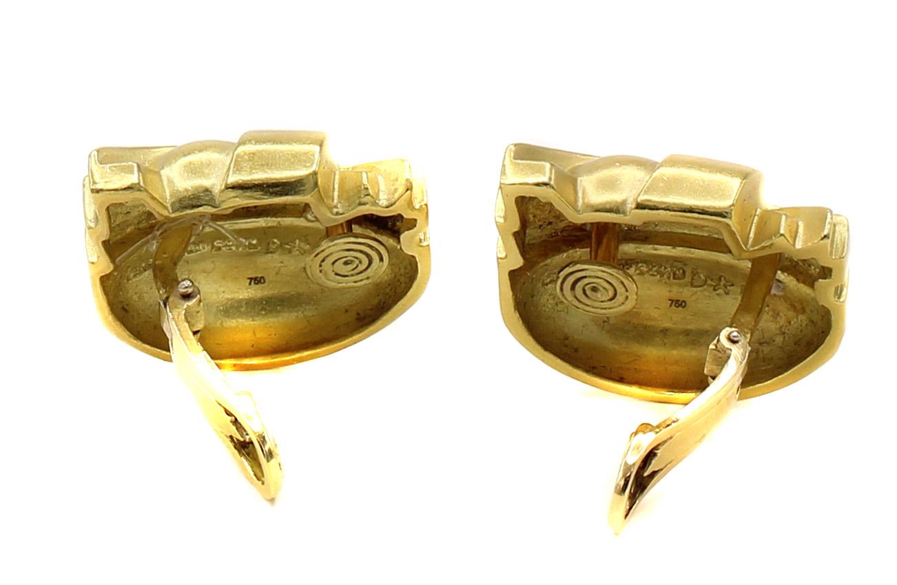 Women's or Men's Kieselstein-Cord 18 Karat Gold Ear Clips For Sale