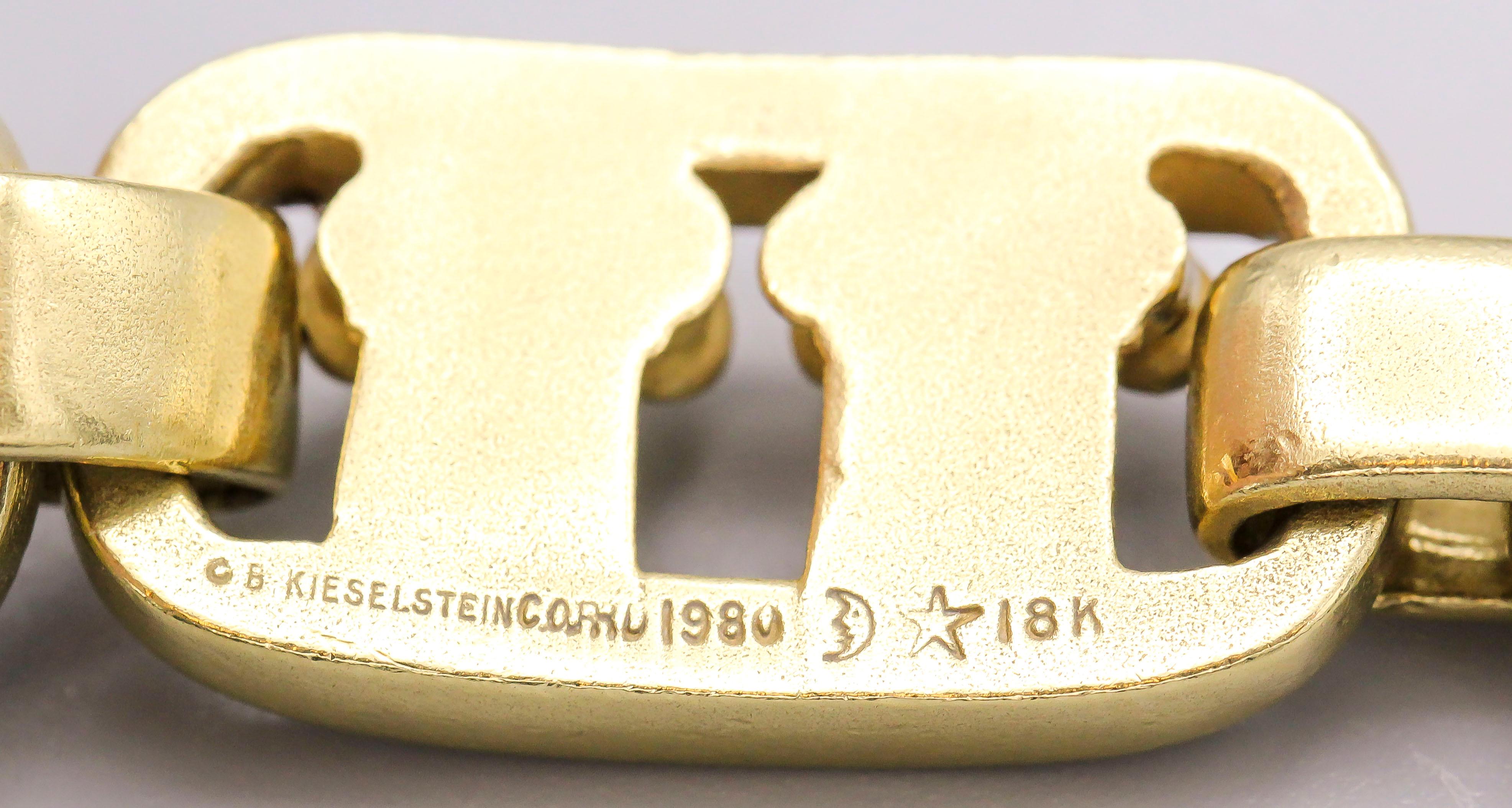Kieselstein-Cord Bracelet à maillons en forme de colonne grecque en or 18 carats en vente 3