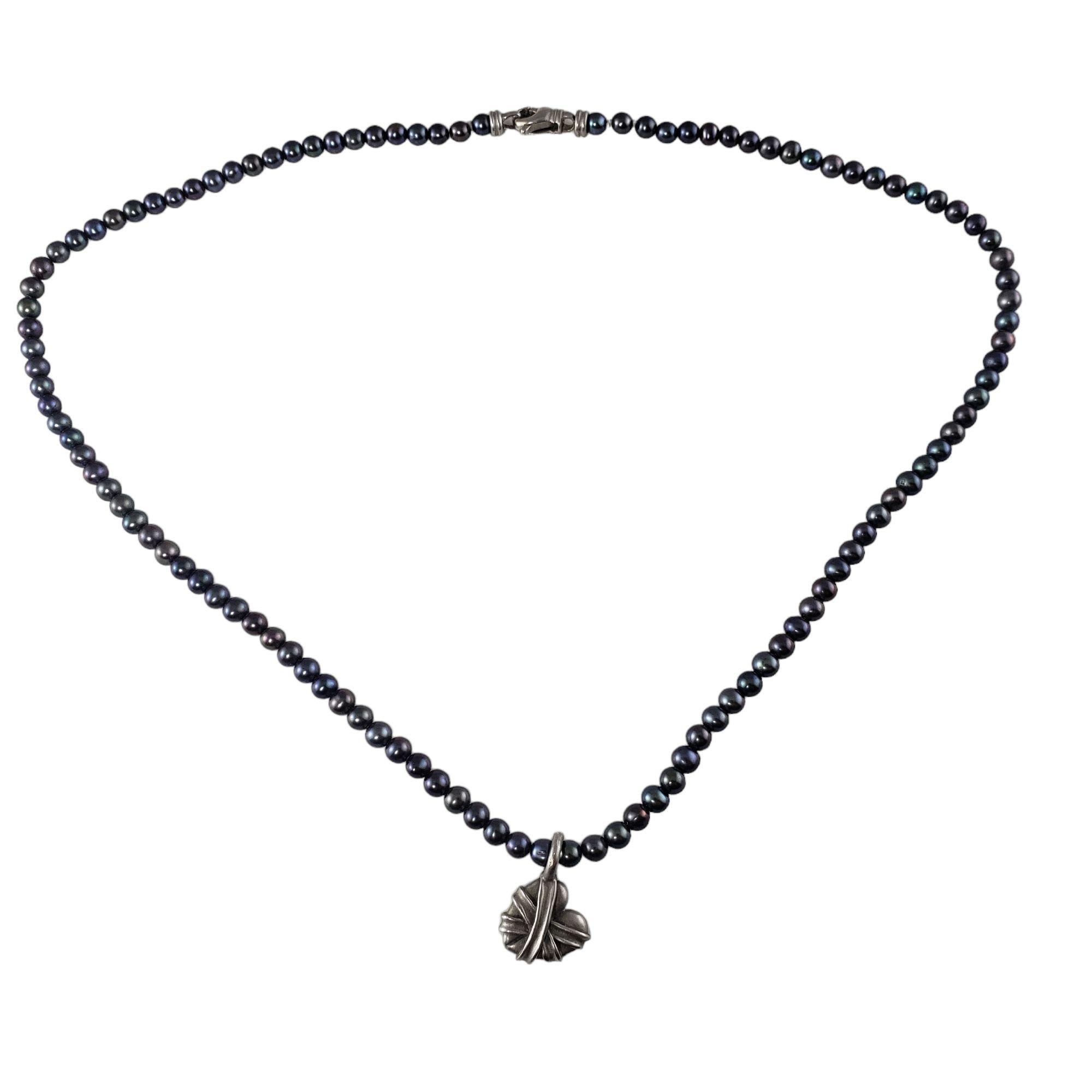 Bead Kieselstein-Cord 18 Karat White Gold Wrapped Heart Black Pearl Necklace
