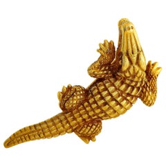Kieselstein-Cord 18 Karat Yellow Gold Alligator Brooch