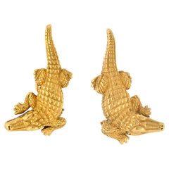 Kieselstein Cord 18 Karat Yellow Gold Alligator Earrings