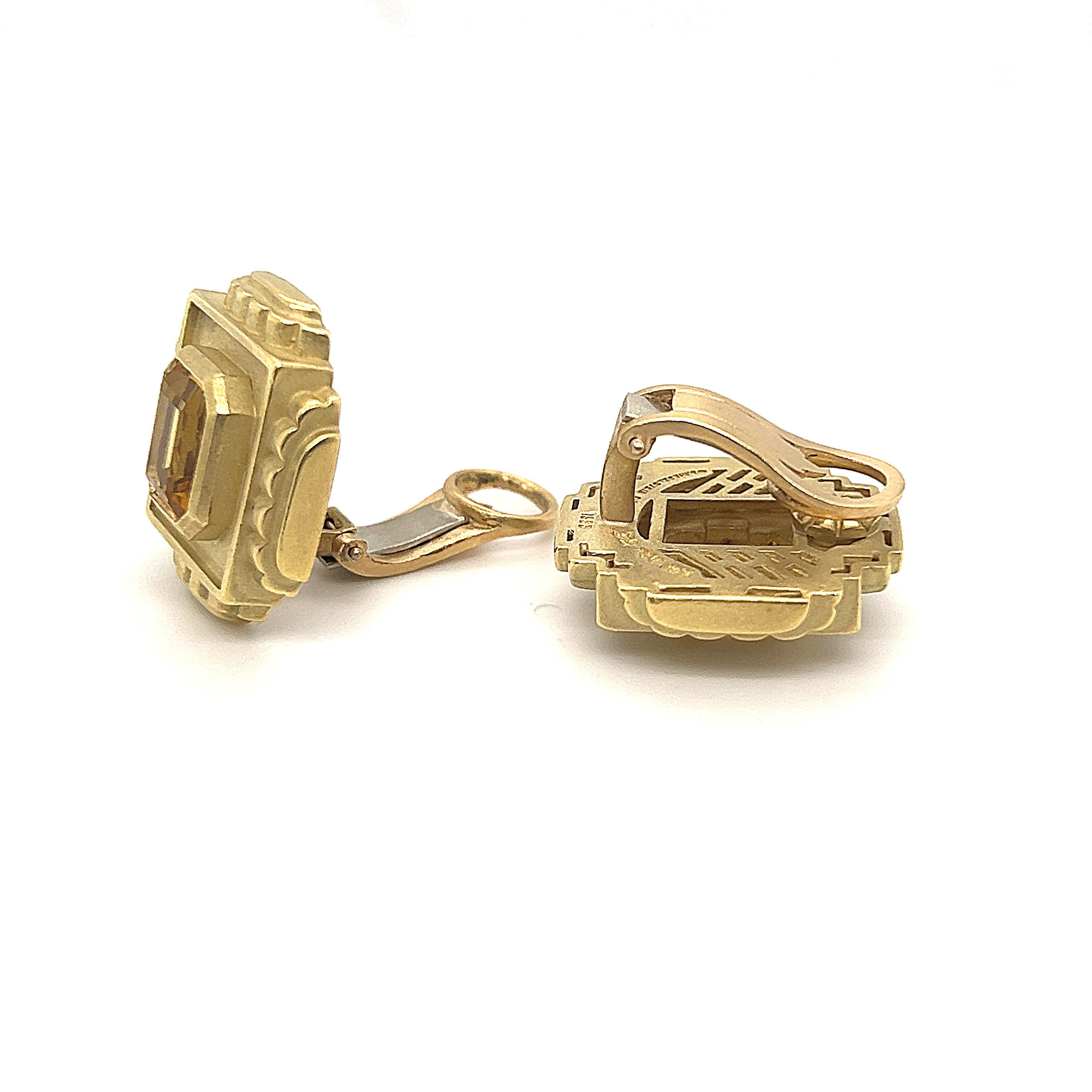 Modern Kieselstein-Cord 18 Karat Yellow Gold and Golden Beryl Earrings, 1995 For Sale