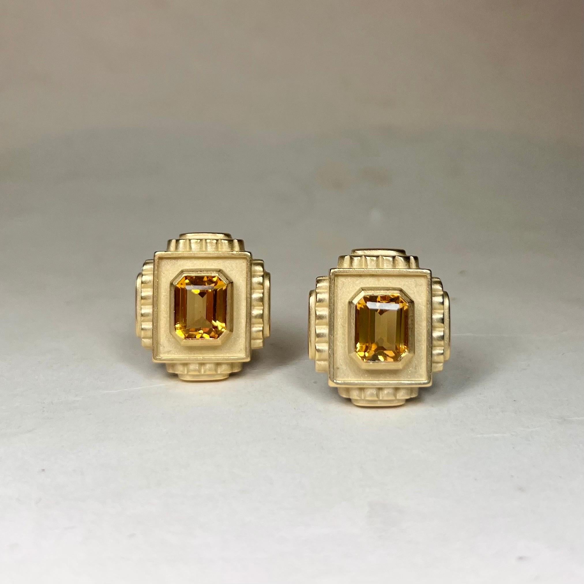 Women's Kieselstein-Cord 18 Karat Yellow Gold and Golden Beryl Earrings, 1995 For Sale