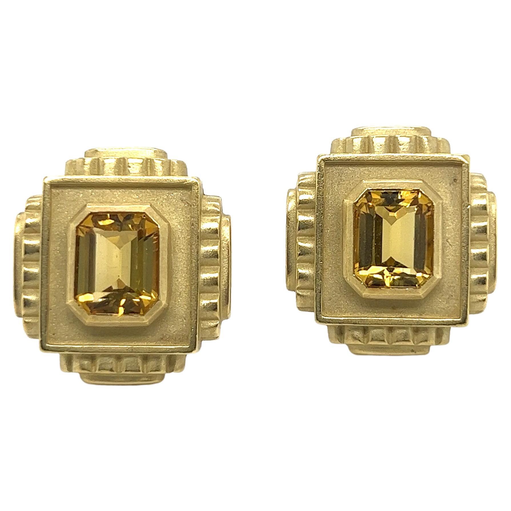Kieselstein-Cord Boucles d'oreilles en or jaune 18 carats et béryl doré, 1995