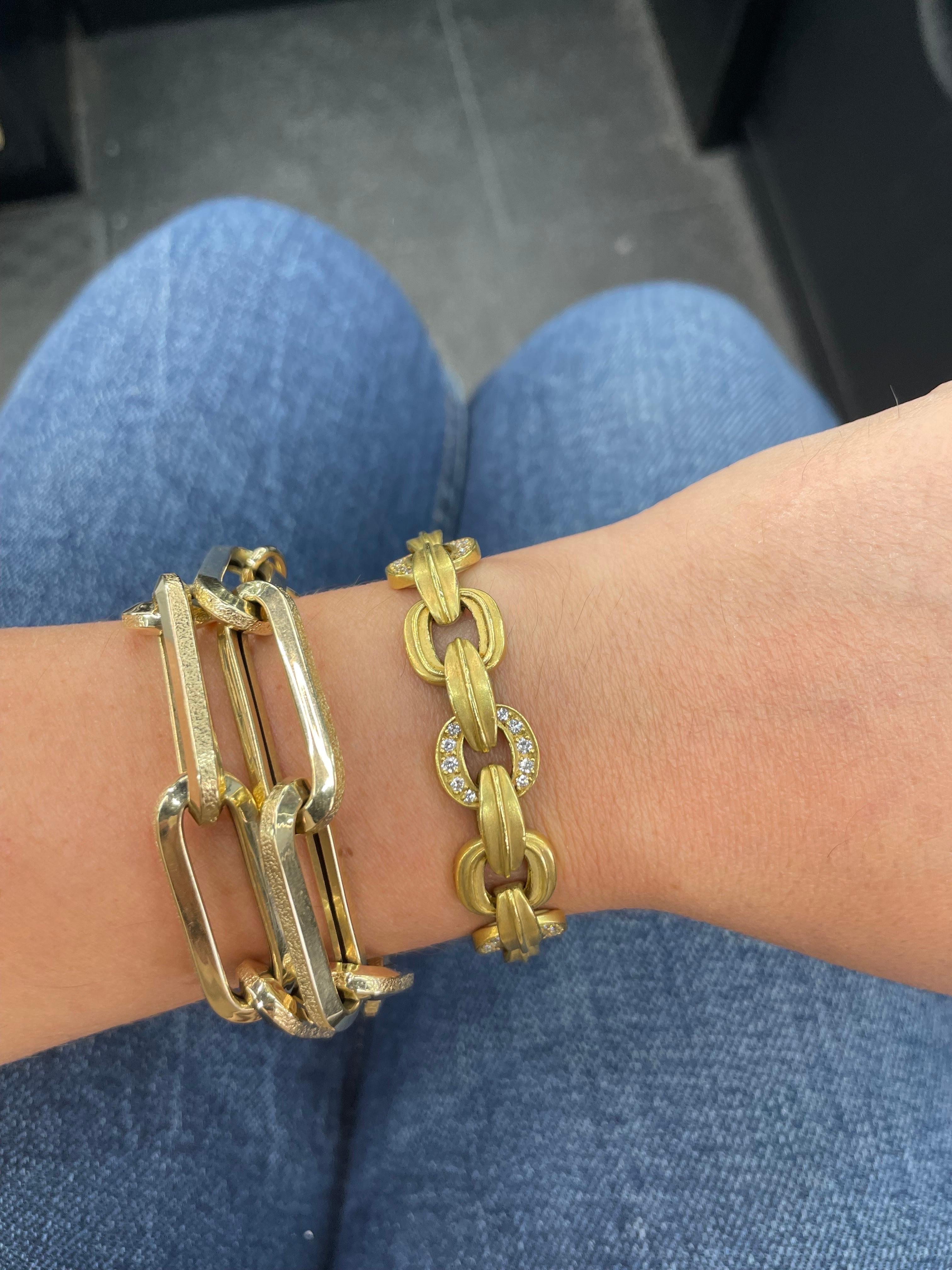 Kieselstein-Cord 18 Karat Yellow Gold Link Diamond Bracelet 62.2 Grams 2001 4