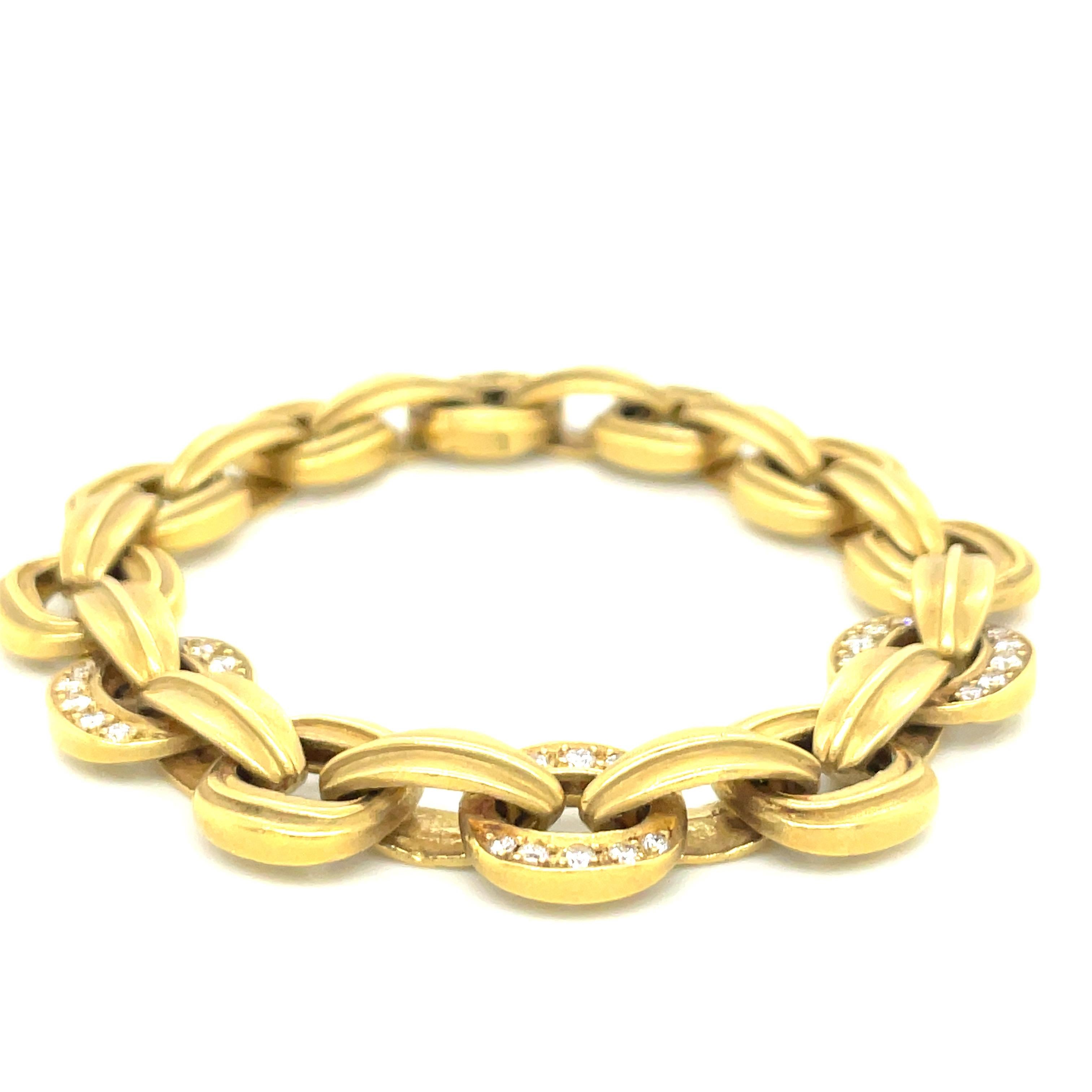Kieselstein-Cord 18 Karat Yellow Gold Link Diamond Bracelet 62.2 Grams 2001 6