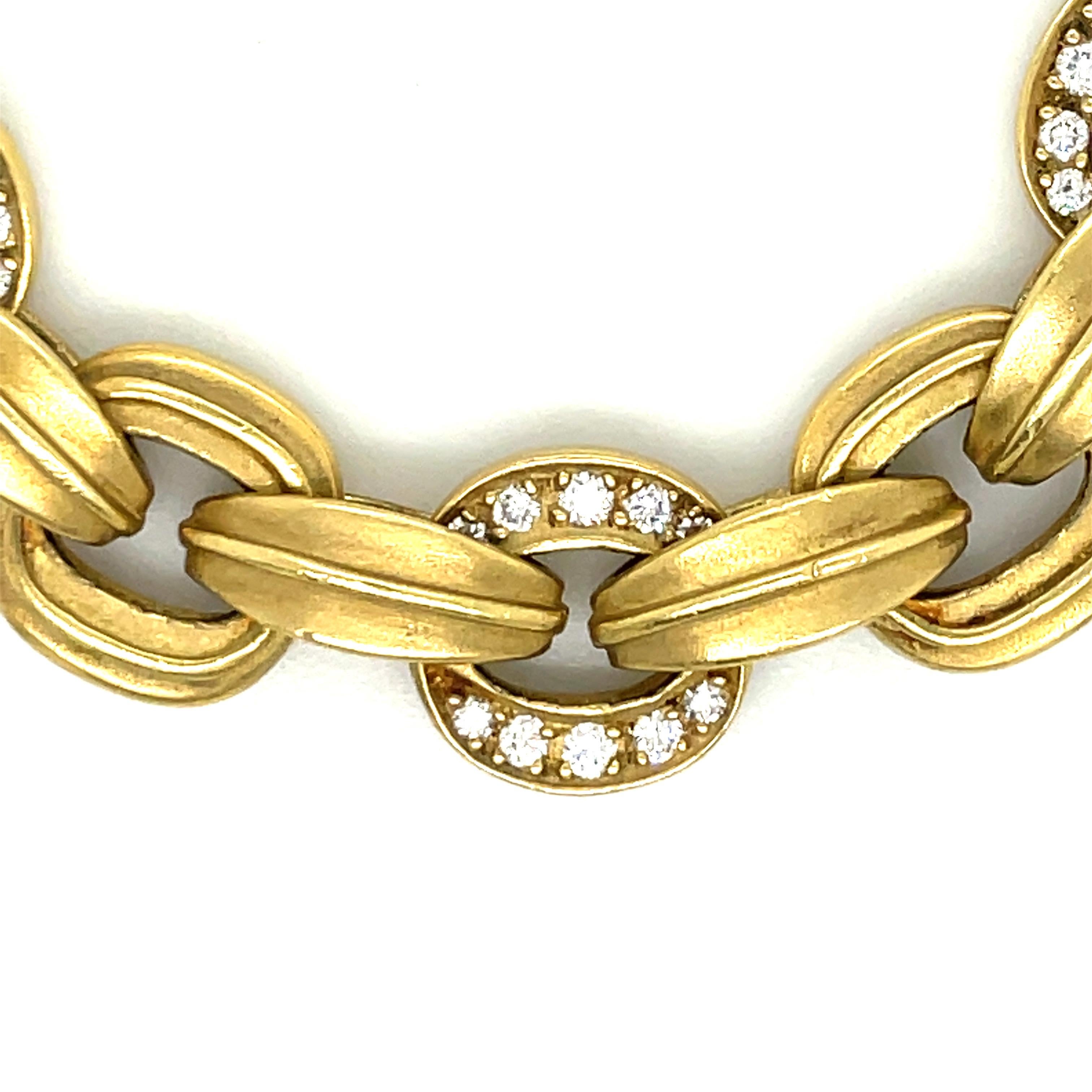 Contemporary Kieselstein-Cord 18 Karat Yellow Gold Link Diamond Bracelet 62.2 Grams 2001