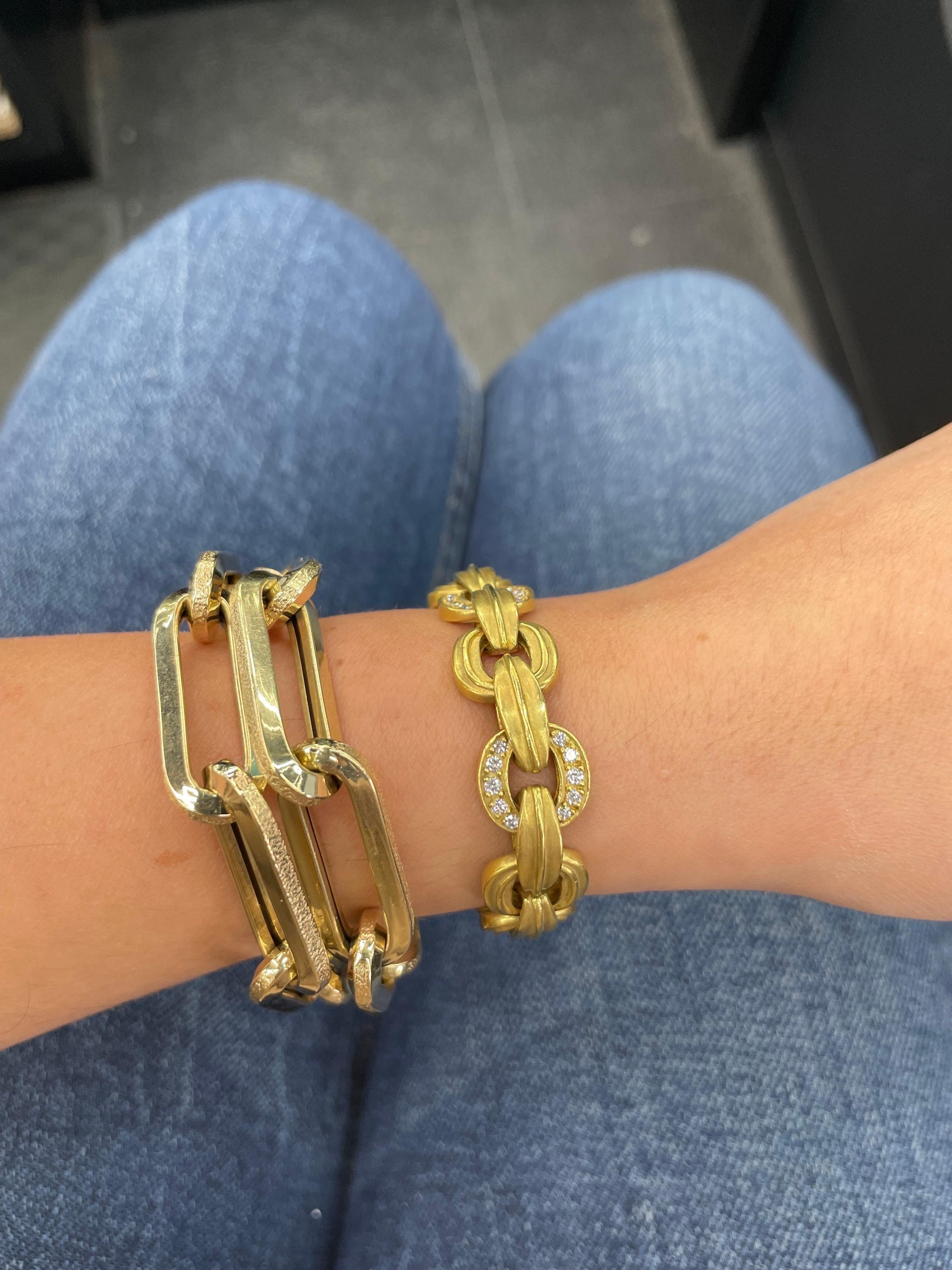 Women's Kieselstein-Cord 18 Karat Yellow Gold Link Diamond Bracelet 62.2 Grams 2001