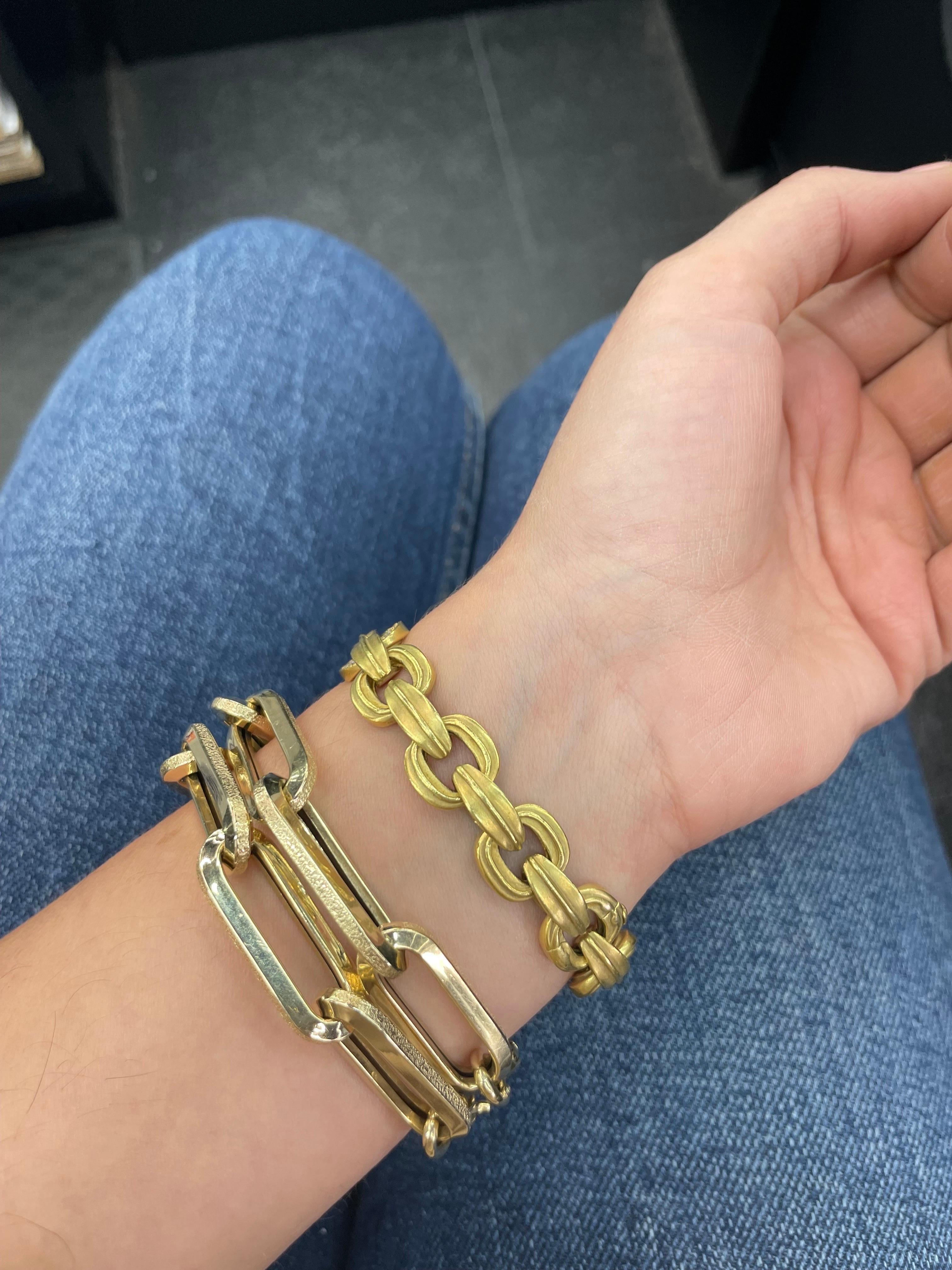 Kieselstein-Cord 18 Karat Yellow Gold Link Diamond Bracelet 62.2 Grams 2001 1