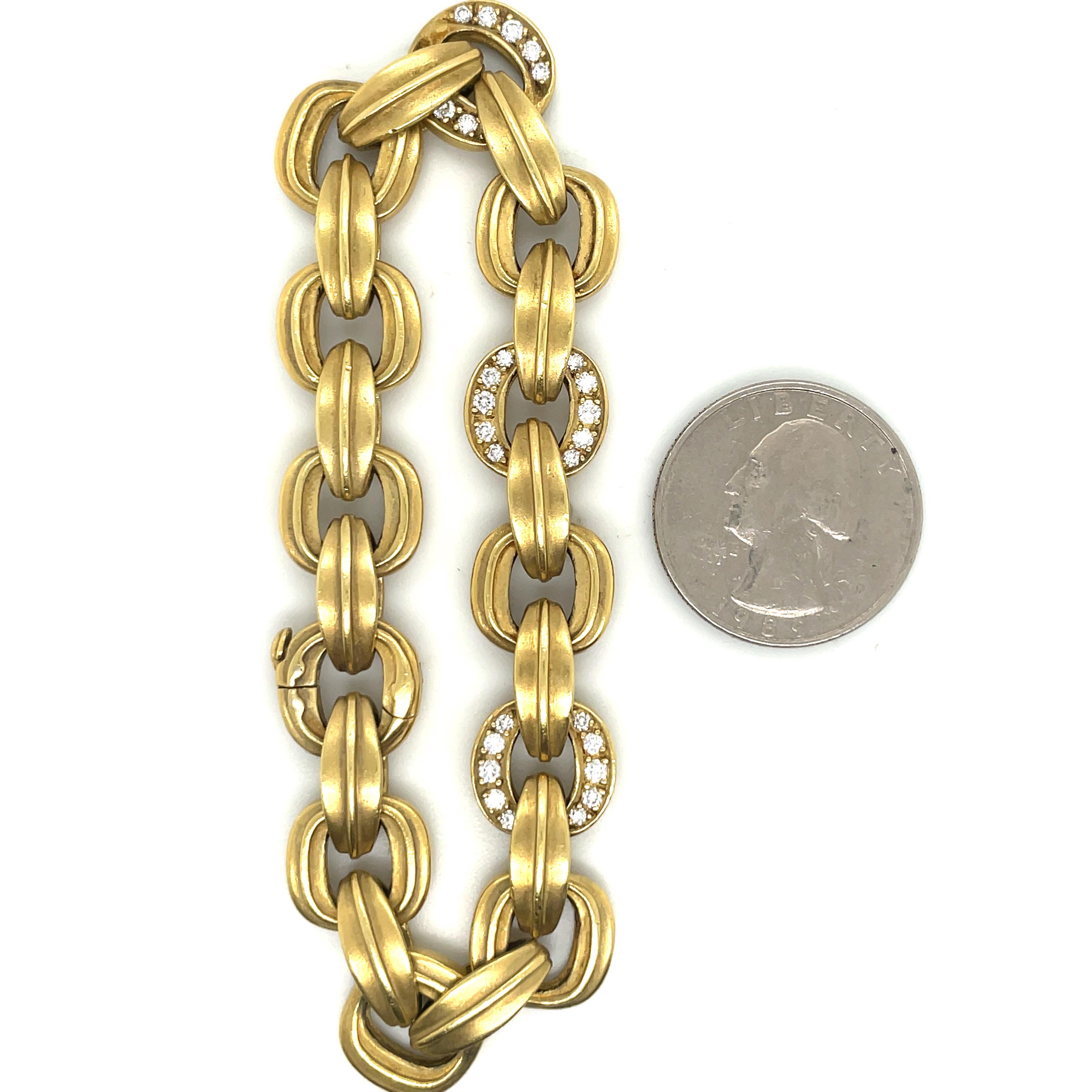 Kieselstein-Cord 18 Karat Yellow Gold Link Diamond Bracelet 62.2 Grams 2001 2