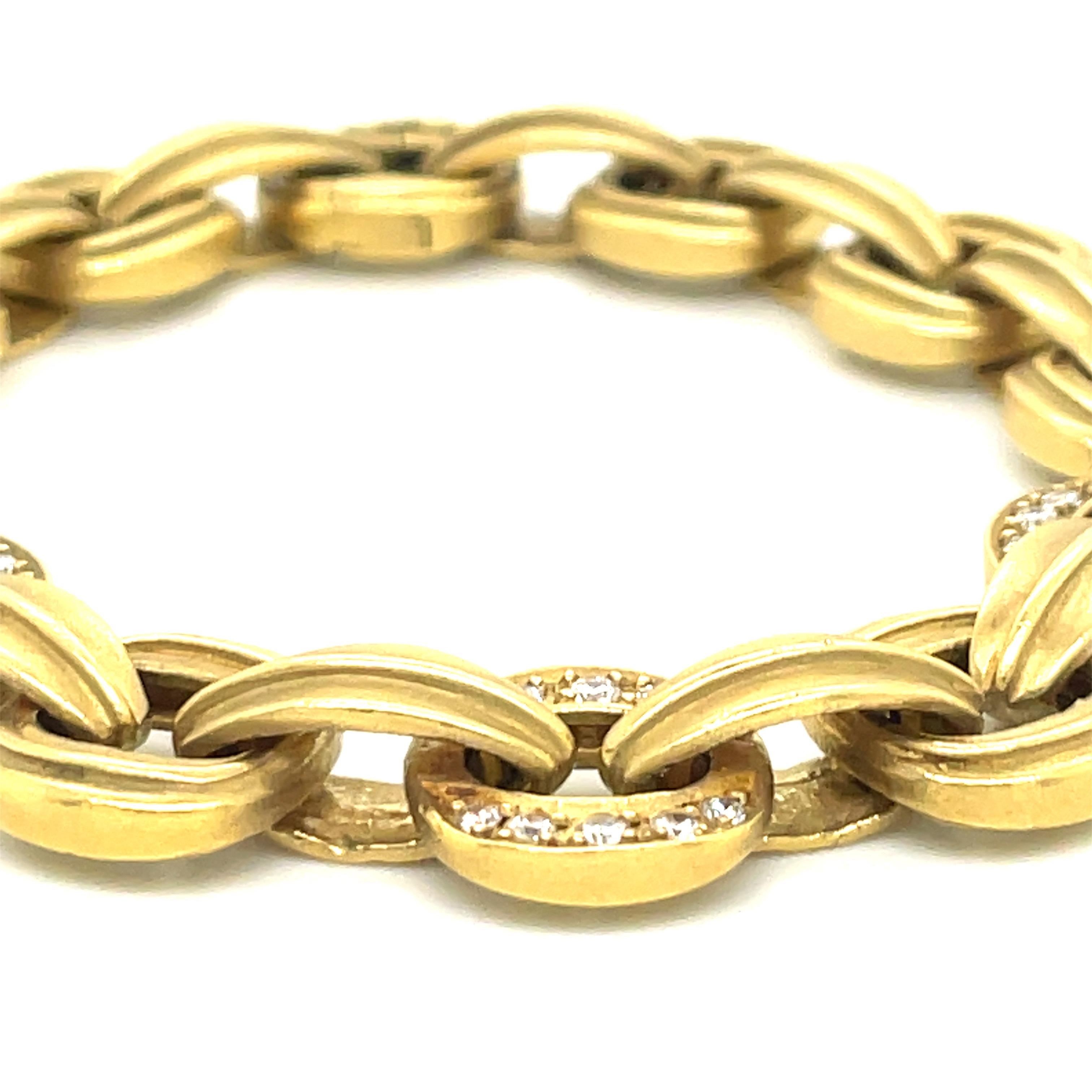 Kieselstein-Cord 18 Karat Yellow Gold Link Diamond Bracelet 62.2 Grams 2001 3