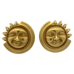 Kieselstein-Cord 18 Karat Yellow Gold Moon and Sun Earclip Earrings Vintage
