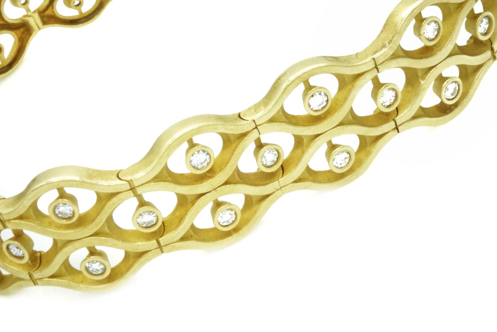 Collana Kieselstein-Cord in oro giallo 18 carati e 13 carati di diamanti taglio brillante. Prodotto negli Stati Uniti, circa 1970. 