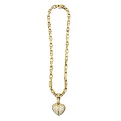 Kieselstein Cord 18k Gold Diamond Chain with Detachable Diamond Heart Pendant