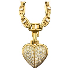 Kieselstein Cord 18k Gold Diamond Chain with Detachable Diamond Heart Pendant