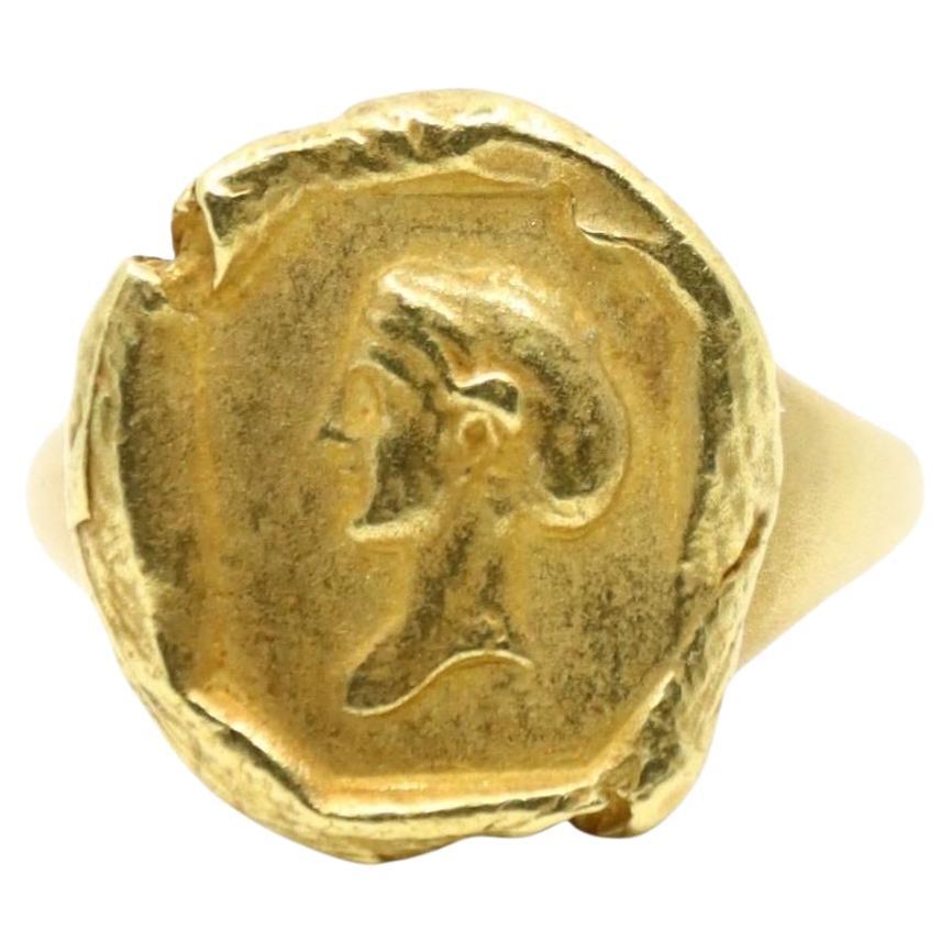 Anillo calcográfico de oro de 18 quilates Kieselstein-Cord en venta