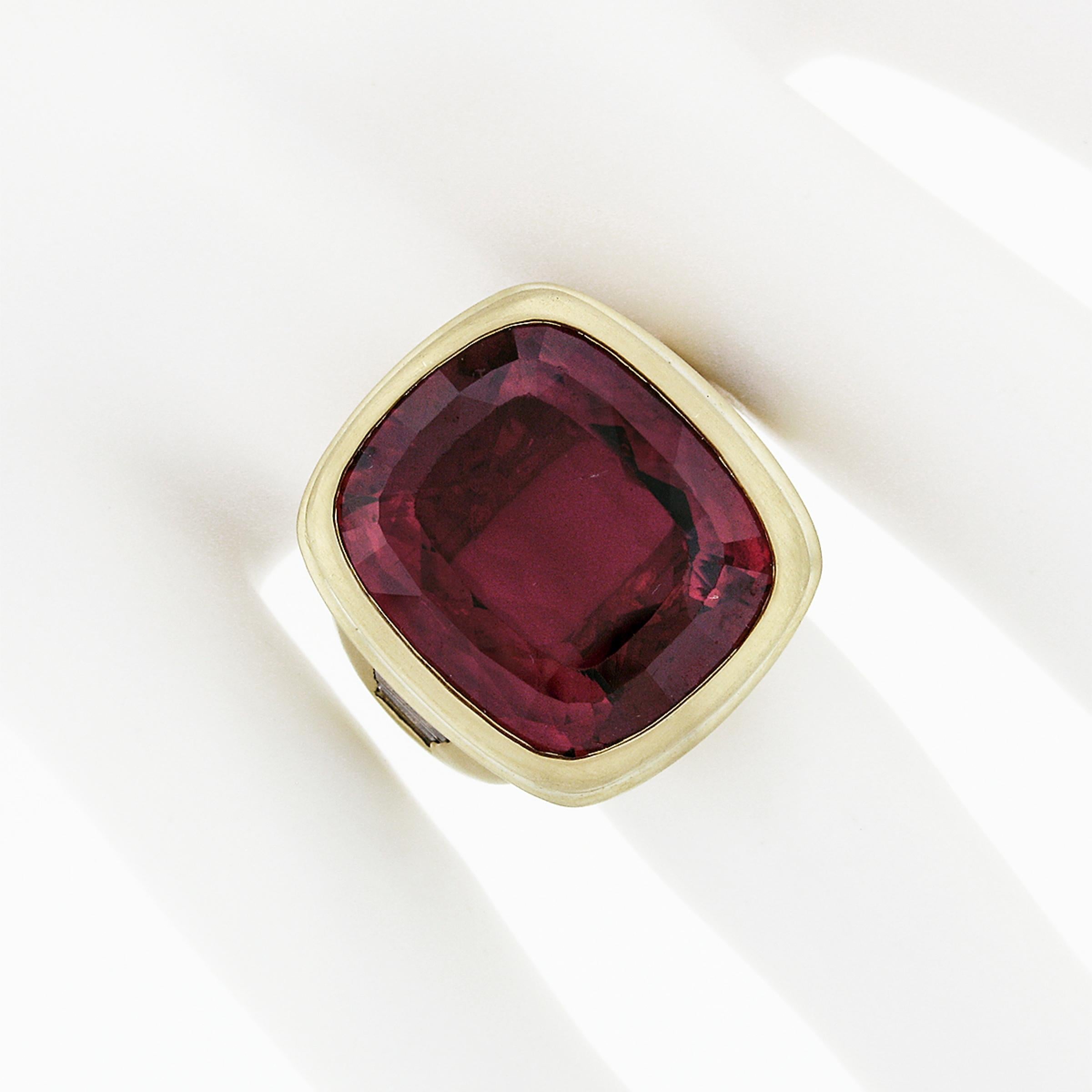 Kieselstein Cord 18k Gold Large GIA 20ct Bezel Rubellite Tourmaline Diamond Ring In Excellent Condition For Sale In Montclair, NJ