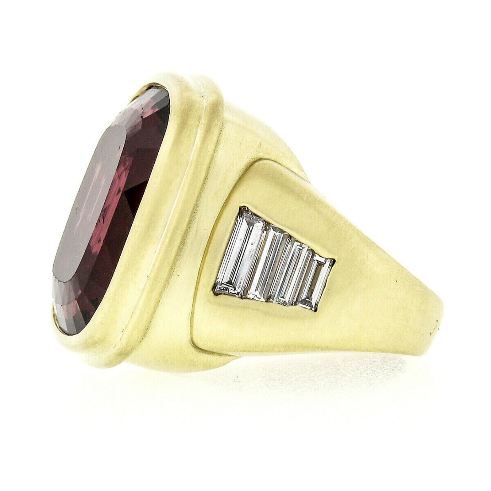 Kieselstein Cord 18k Gold Large GIA 20ct Bezel Rubellite Tourmaline Diamond Ring In Good Condition In Montclair, NJ