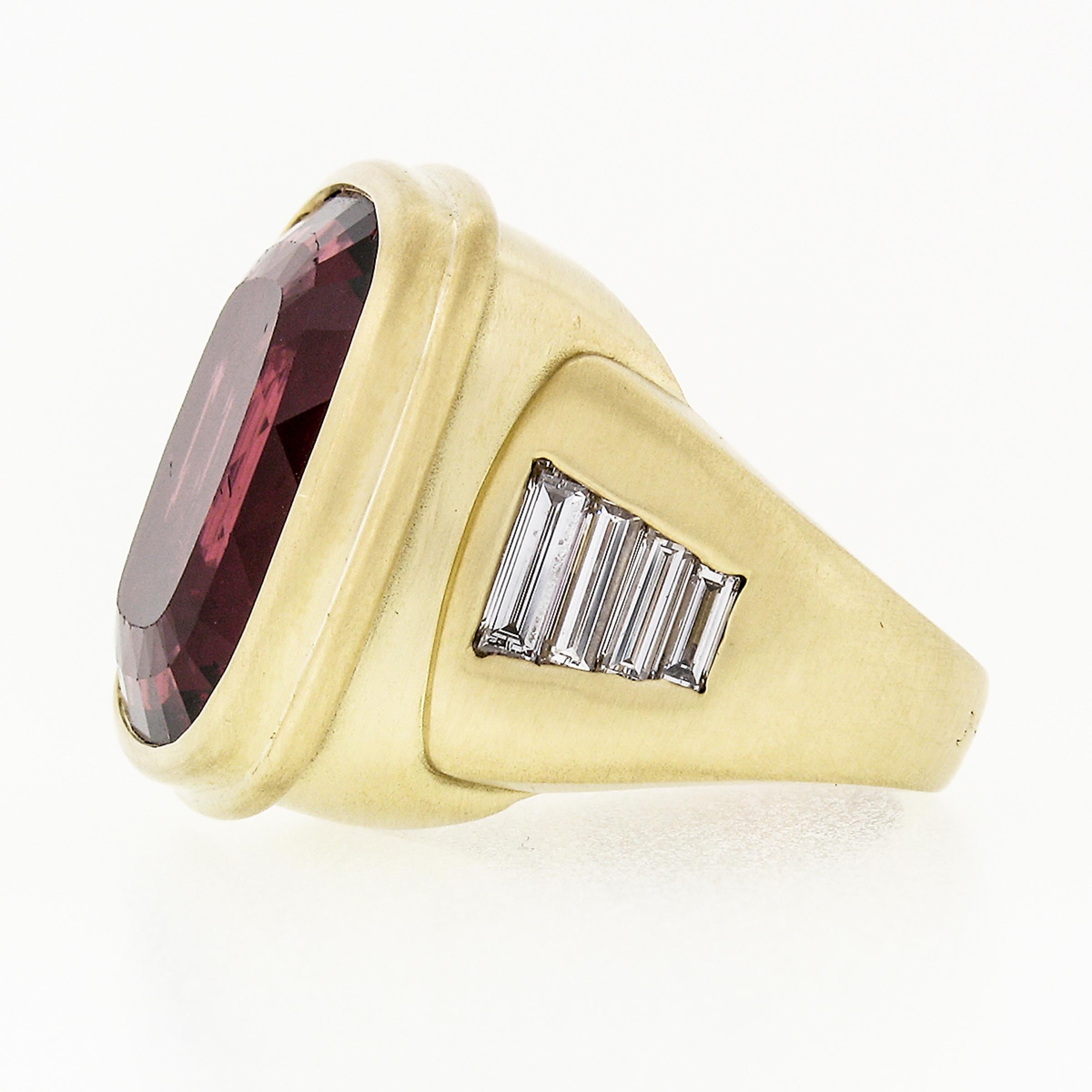 Kieselstein Cord 18k Gold Large GIA 20ct Bezel Rubellite Tourmaline Diamond Ring For Sale 1