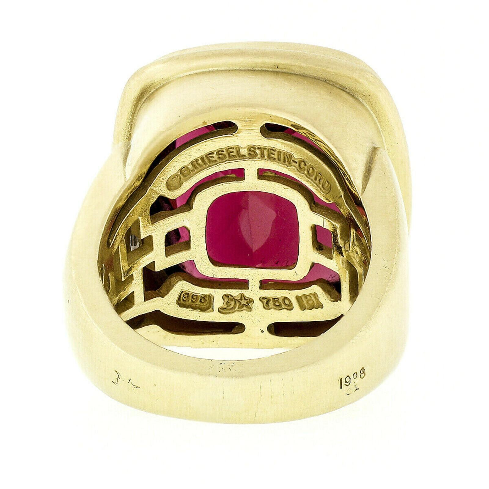 Kieselstein Cord 18k Gold Large GIA 20ct Bezel Rubellite Tourmaline Diamond Ring 1