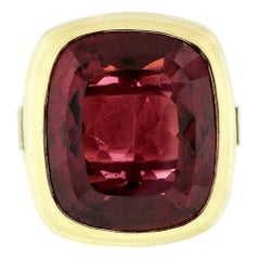 Kieselstein Cord 18k Gold Large GIA 20ct Bezel Rubellite Tourmaline Diamond Ring