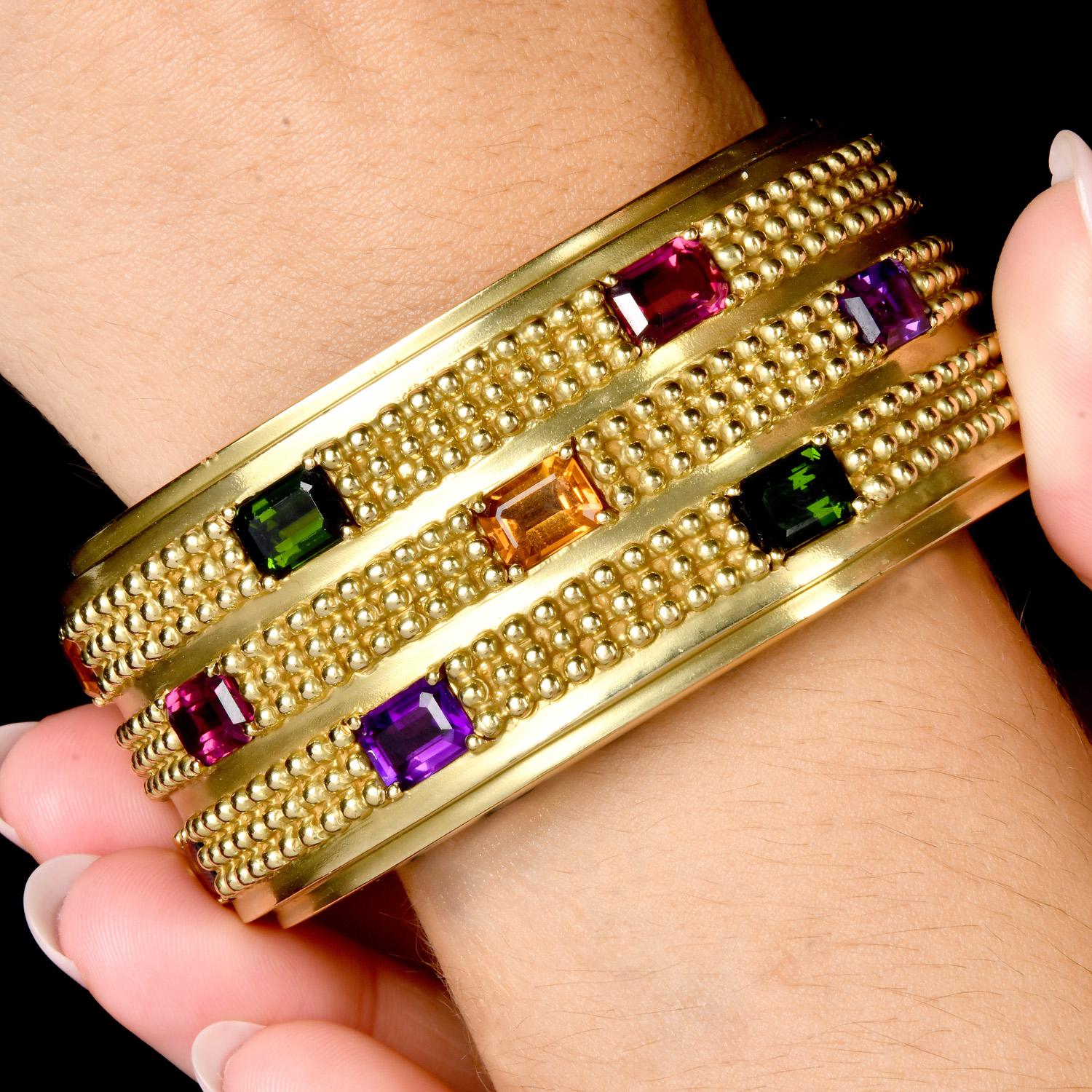 KIESTEIN-CORD Bracciale con cerniera in oro verde 18 carati - Circa anni '90 In condizioni ottime in vendita a Miami, FL