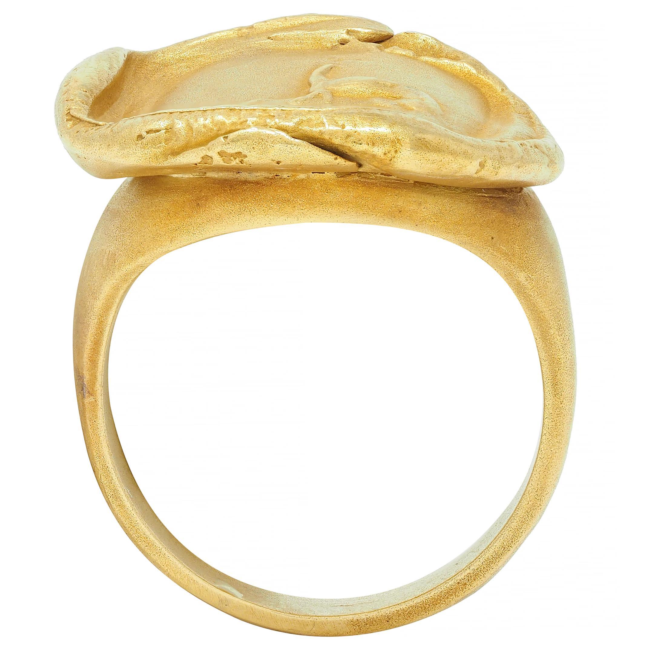 Kieselstein-Cord 18K Yellow Gold Abstrac Animal Intaglio Vintage Signet Ring For Sale 6