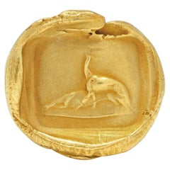 Kieselstein-Cord 18K Yellow Gold Abstrac Animal Intaglio Vintage Signet Ring