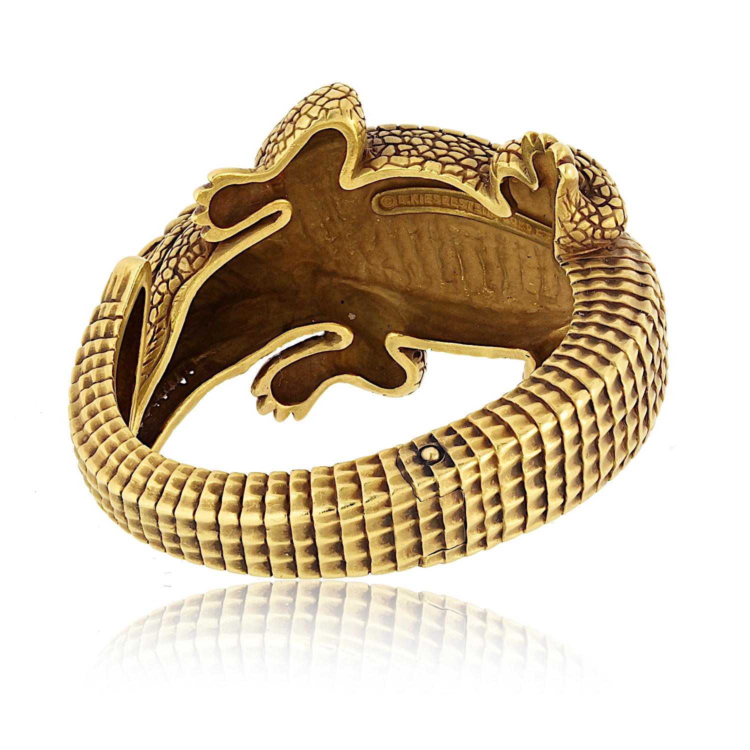 KIESELSTEIN-CORD Bracciale alligatore in oro giallo 18 carati in vendita 4