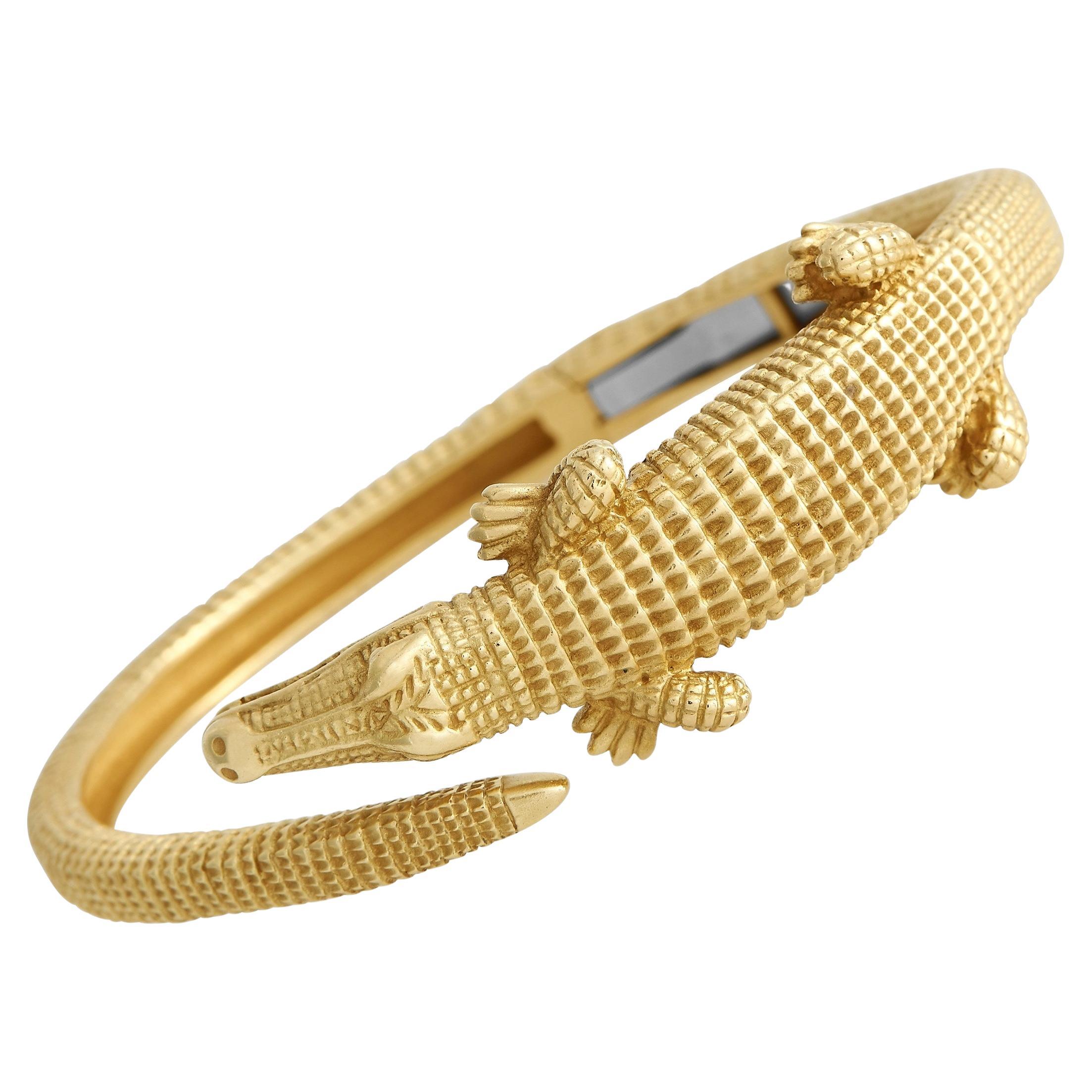 Kieselstein-Cord 18K Yellow Gold Alligator Bracelet 
