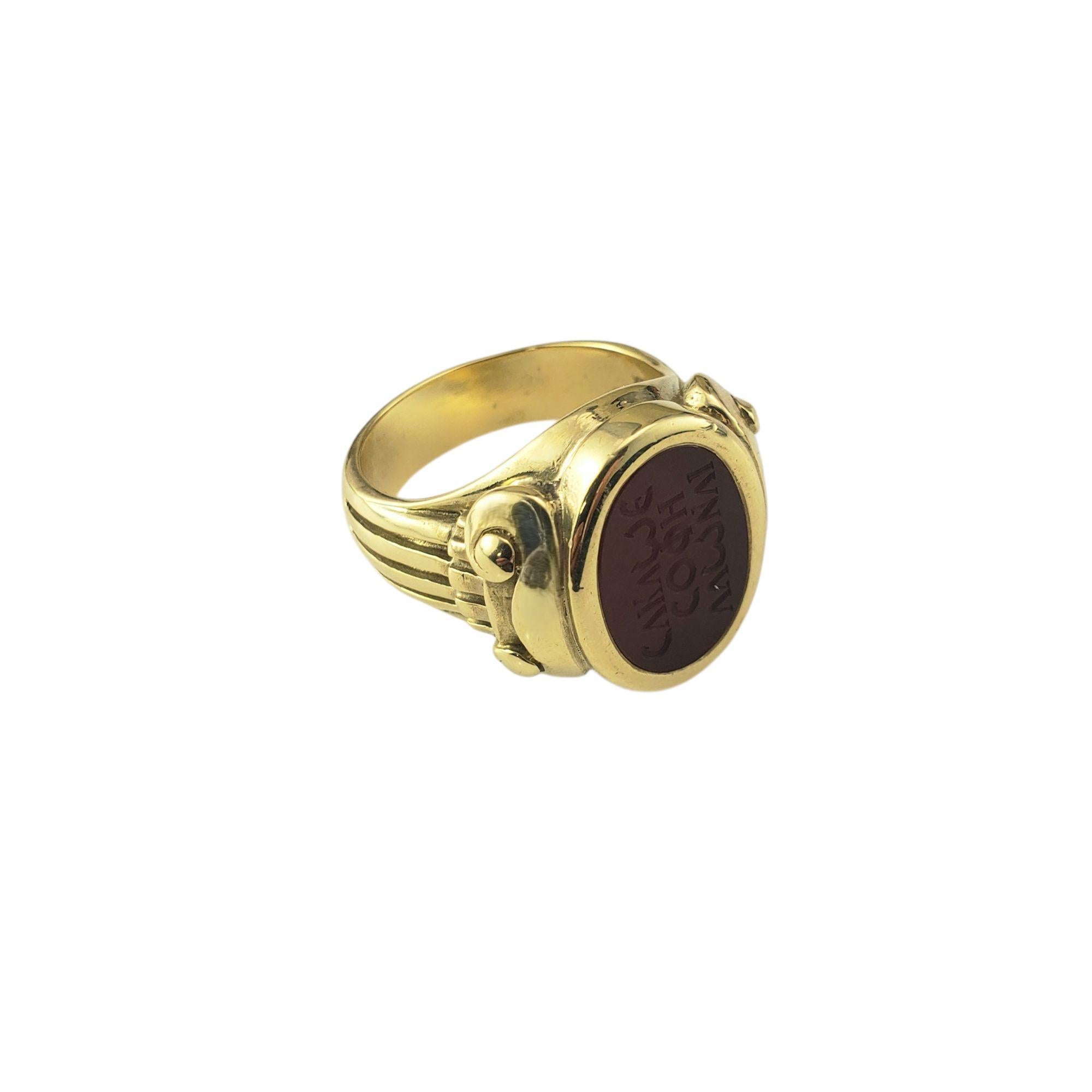 Men's Kieselstein Cord 18K Yellow Gold Bloodstone Ring Size 9.75-10 #21893