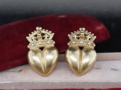 Orecchini KELSTEIN-CORD in oro giallo 18 carati con cuore a corona e diamante