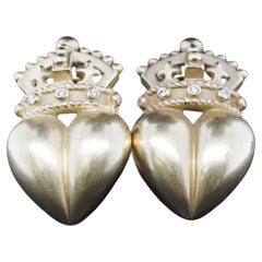 Pendientes Corona Corazón Diamante Kieselstein-Cord de oro amarillo de 18 quilates
