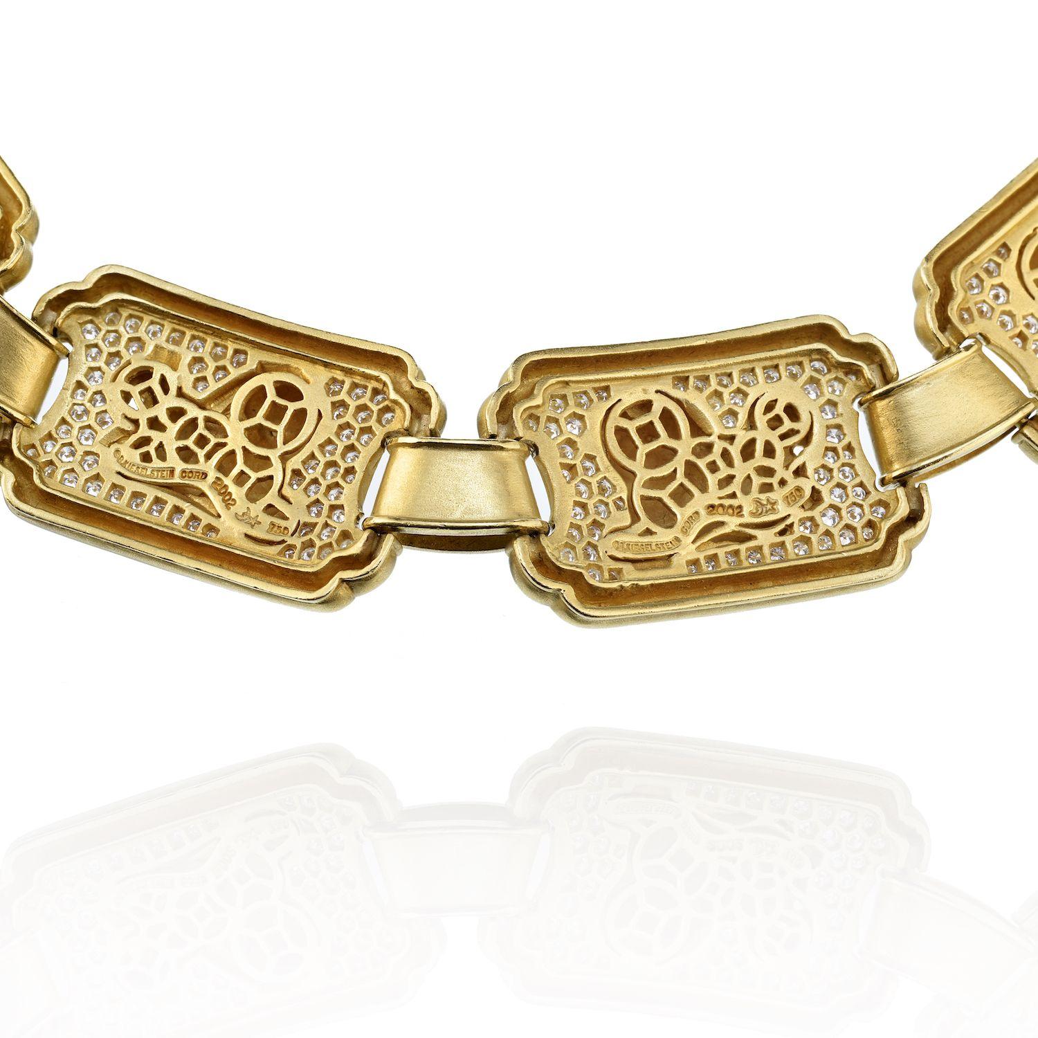 Modern Kieselstein Cord 18K Yellow Gold Foo Dog Diamond Collar Necklace