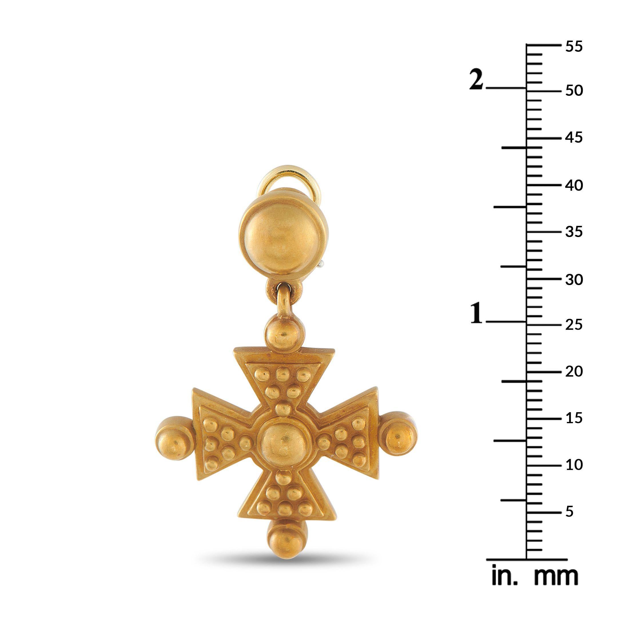 KIESELSTEIN-CORD 18K Gelbgold Malteserkreuz-Ohrringe KC10-071725 im Zustand „Hervorragend“ im Angebot in Southampton, PA