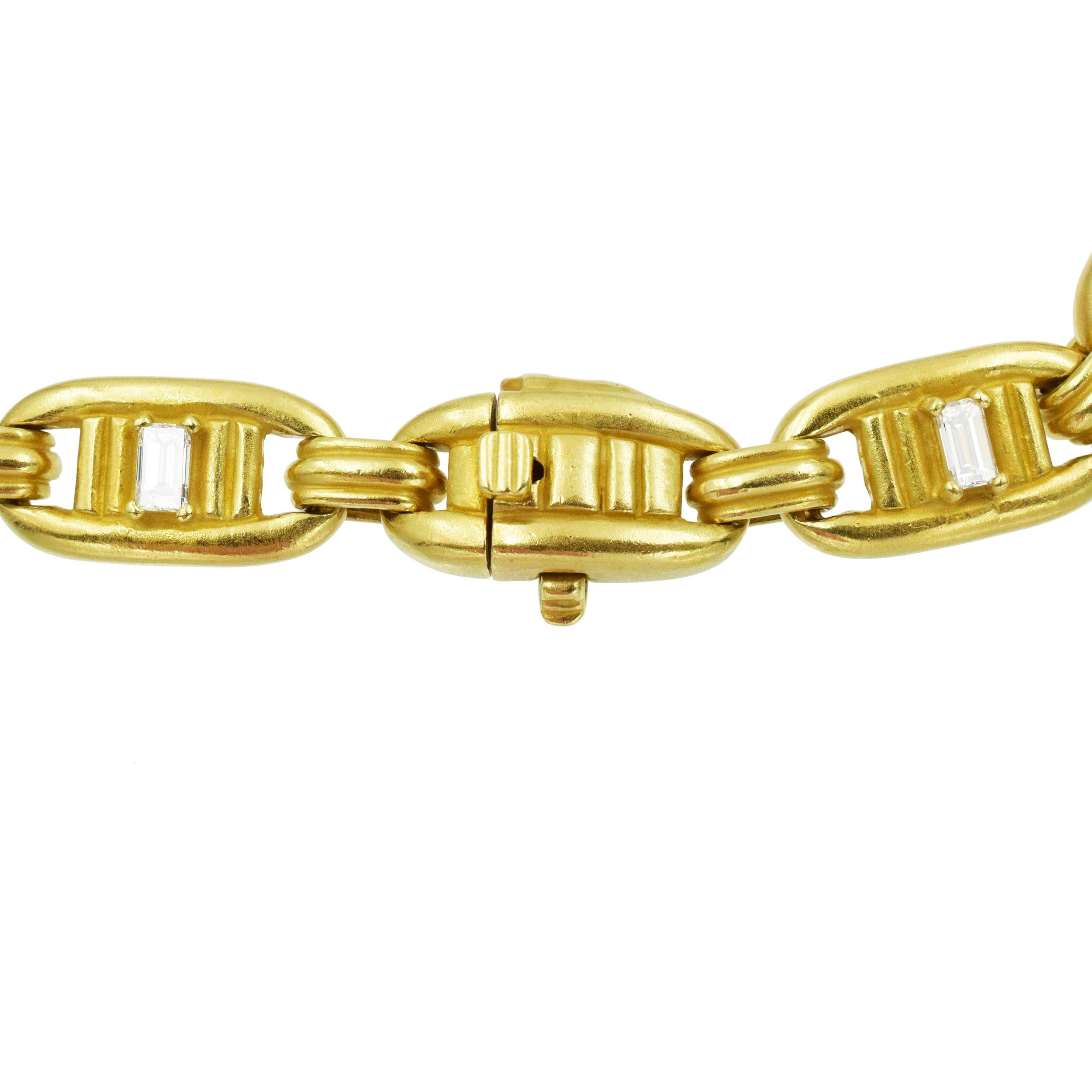 KIESELSTEIN-CORD Halskette aus 18 Karat Gelbgold mit Diamanten. (Rundschliff) im Angebot
