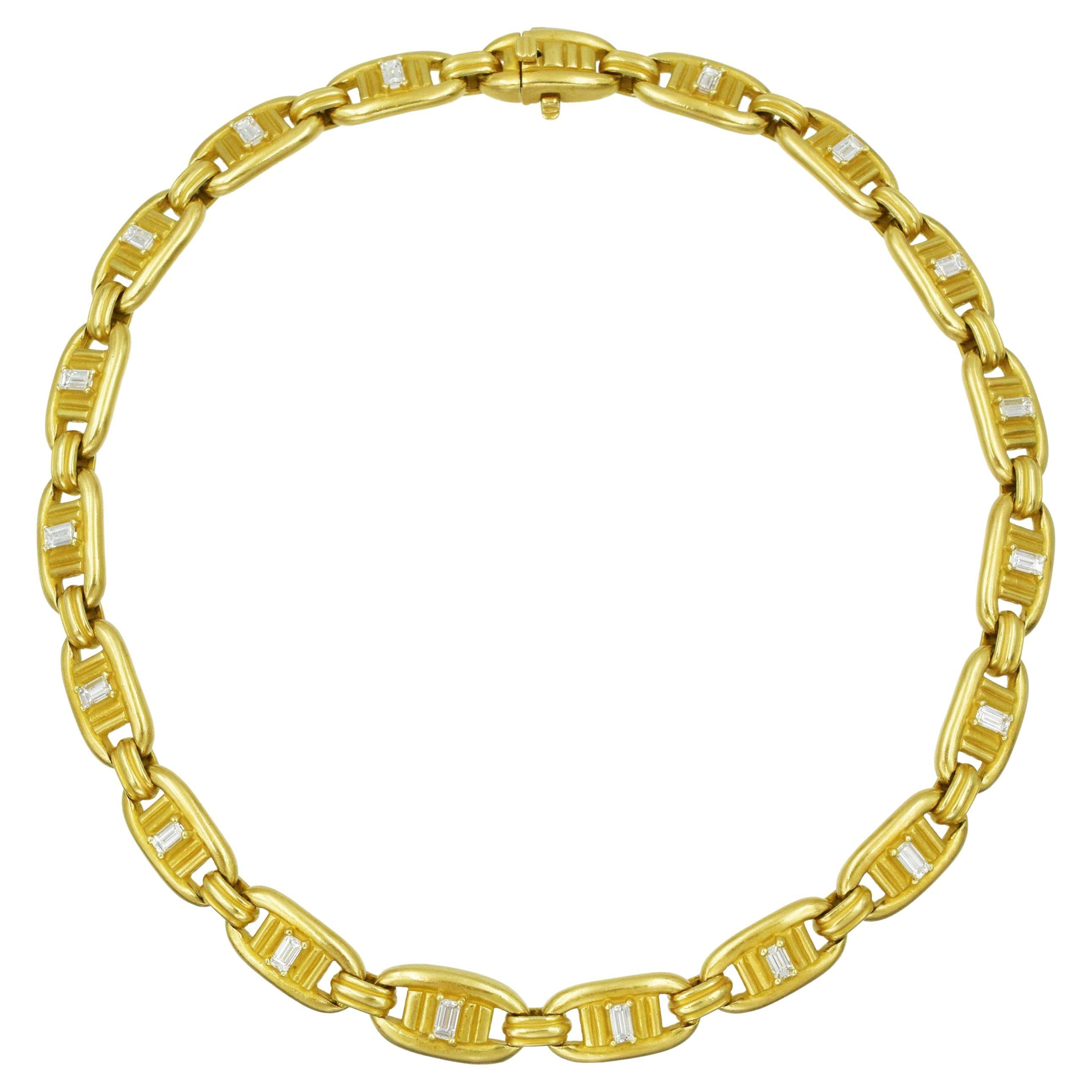 KIESELSTEIN-CORD Halskette aus 18 Karat Gelbgold mit Diamanten.