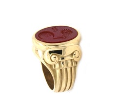 Kieselstein Cord 1984  Carnelian Intaglio  Signet Ring