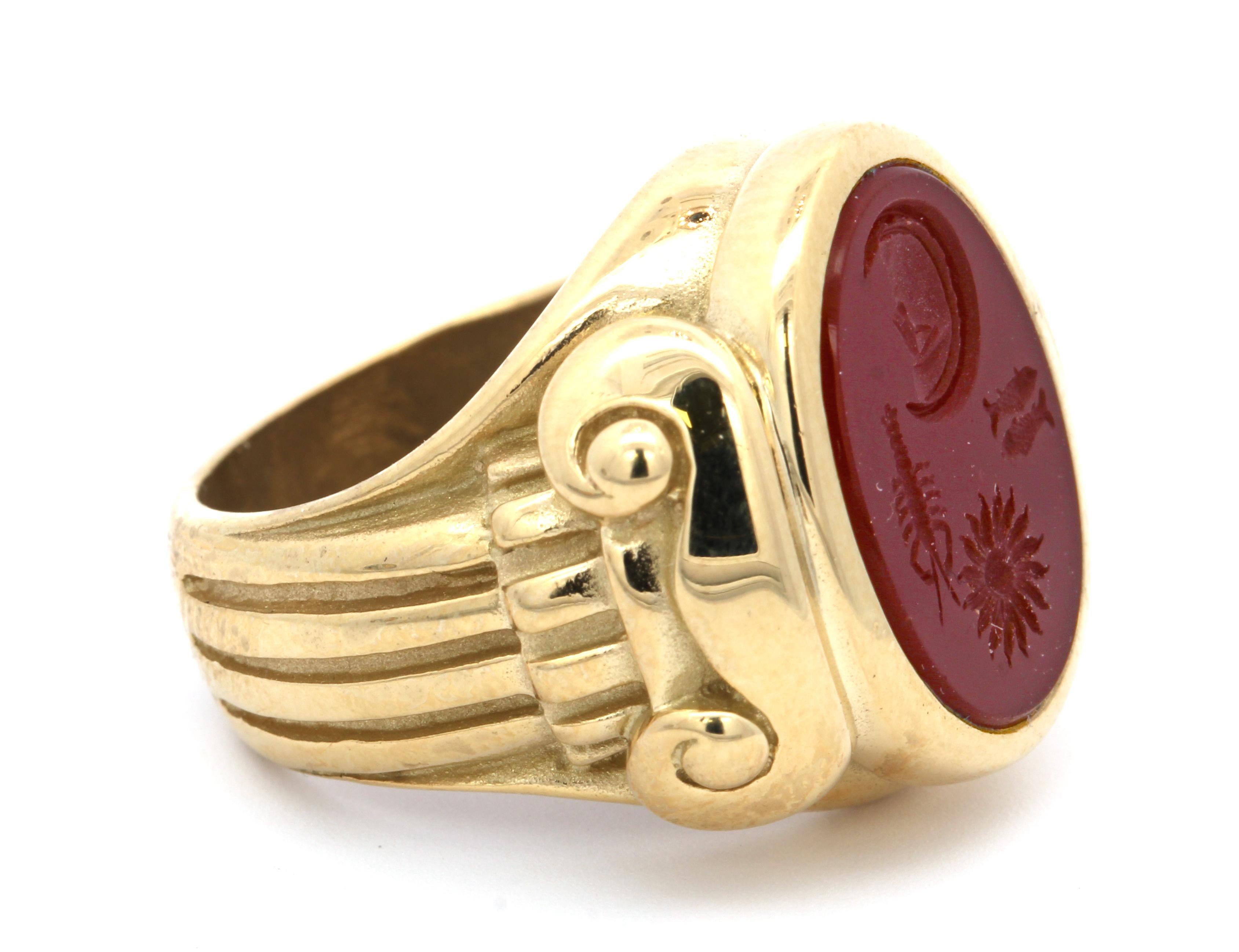 KIESELSTEIN-CORD 1984  Taille-douce de cornaline  Bague Signet Bon état - En vente à Bethesda, MD