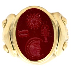 Kieselstein Cord 1984  Carnelian Intaglio  Signet Ring