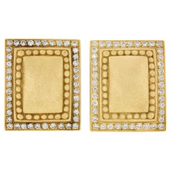 Kieselstein-Cord 1985 18K Gold 1.68ct Diamond Large Rectangle Statement Earrings