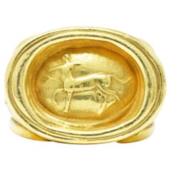 Kieselstein Cord 1995 18 Karat Yellow Gold Sagittarius Centaur Cameo Signet Ring